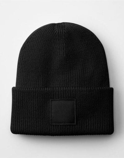 Beechfield B336R Deep Cuff Tonal Patch Beanie - Black