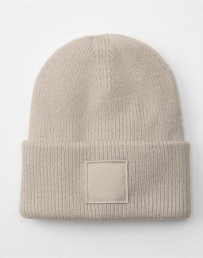 Beechfield B336R Deep Cuff Tonal Patch Beanie - Natural Stone
