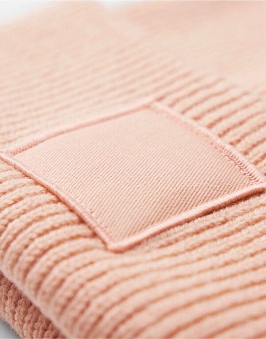 Beechfield B336R Deep Cuff Tonal Patch Beanie - Peach