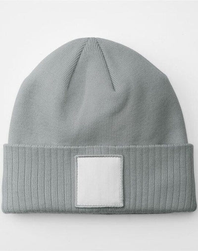 Beechfield B337R Appliqué Patch Beanie - Ash/White