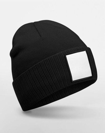 Beechfield B337R Appliqué Patch Beanie - Black/White