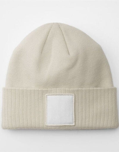 Beechfield B337R Appliqué Patch Beanie - Oatmeal/White