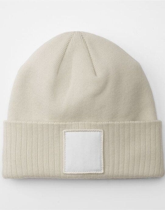 Beechfield B337R Appliqué Patch Beanie - Oatmeal/White
