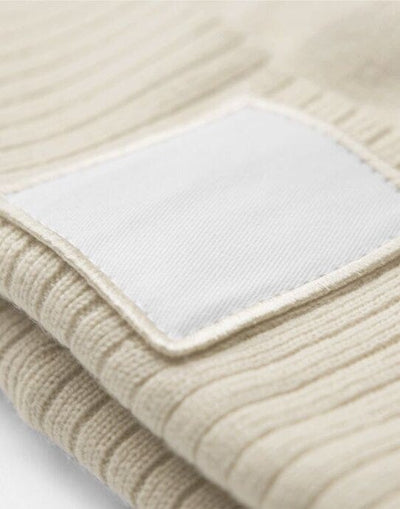 Beechfield B337R Appliqué Patch Beanie - Oatmeal/White