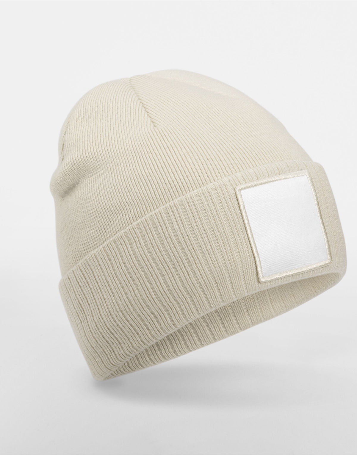 Beechfield B337R Appliqué Patch Beanie - Oatmeal/White