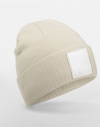 Beechfield B337R Appliqué Patch Beanie - Oatmeal/White