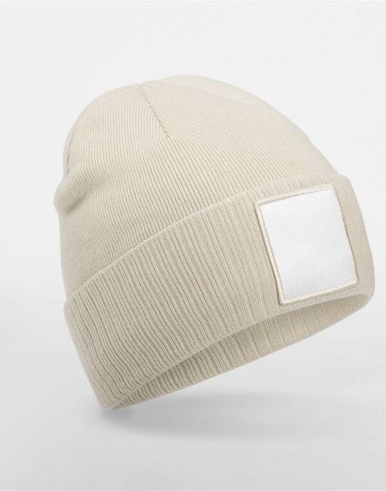 Beechfield B337R Appliqué Patch Beanie - Oatmeal/White