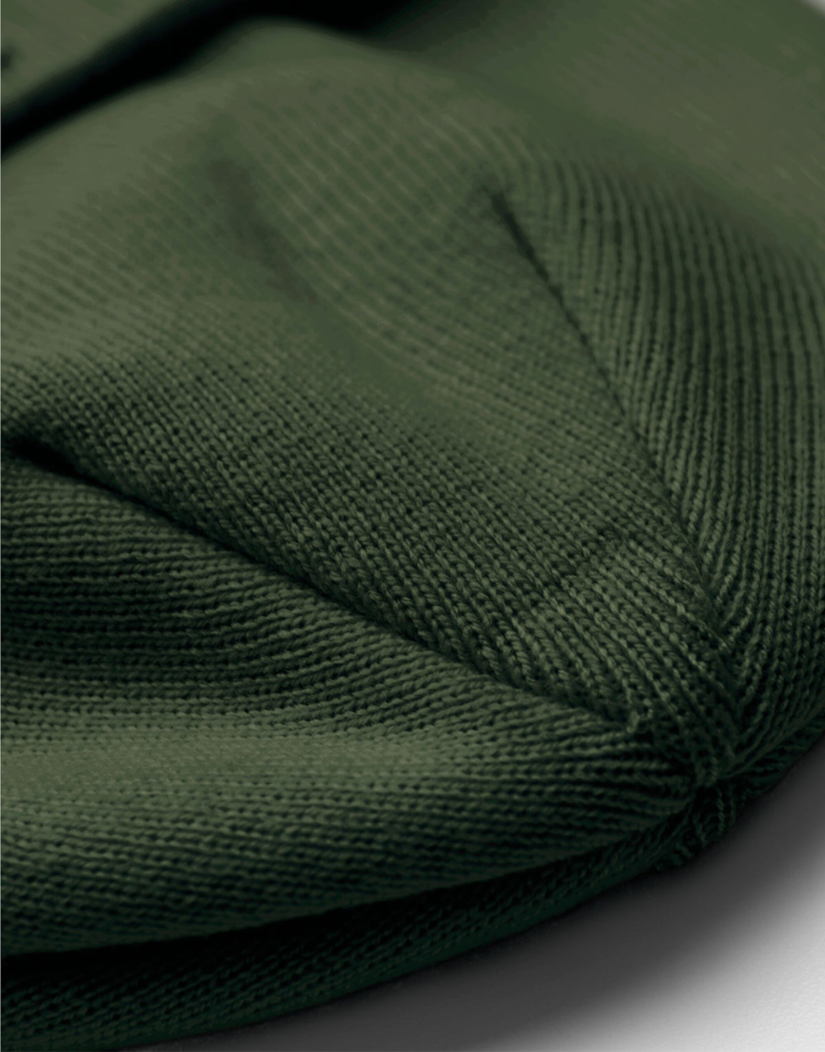 Beechfield B337R Appliqué Patch Beanie - Olive Green/White