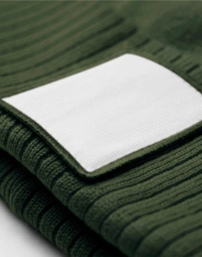 Beechfield B337R Appliqué Patch Beanie - Olive Green/White