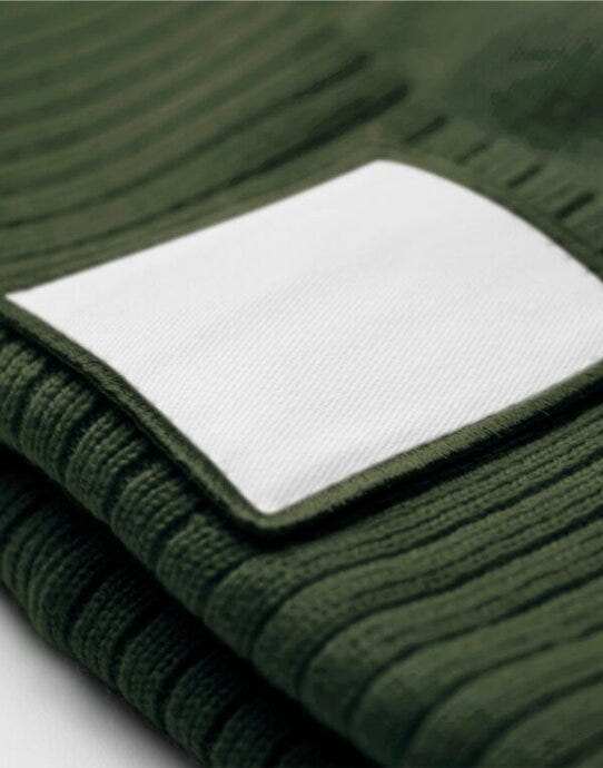 Beechfield B337R Appliqué Patch Beanie - Olive Green/White