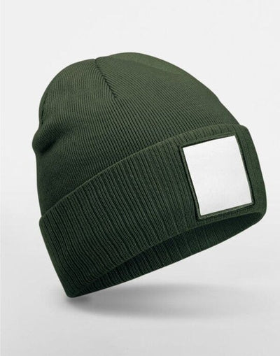 Beechfield B337R Appliqué Patch Beanie - Olive Green/White