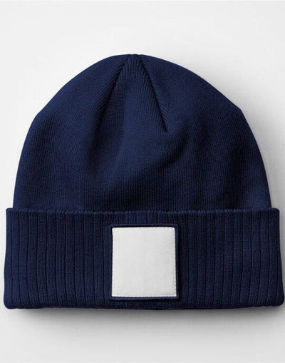 Beechfield B337R Appliqué Patch Beanie - Oxford Navy/White