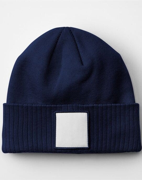 Beechfield B337R Appliqué Patch Beanie - Oxford Navy/White