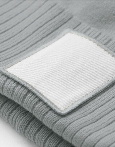Beechfield B338R Appliqué Patch Pom Beanie - Ash/White