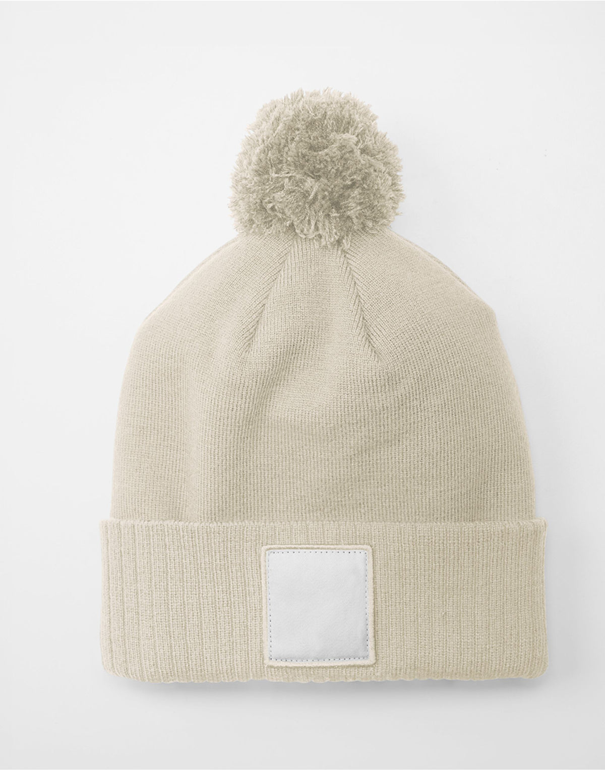 Beechfield B338R Appliqué Patch Pom Beanie - Oatmeal/White