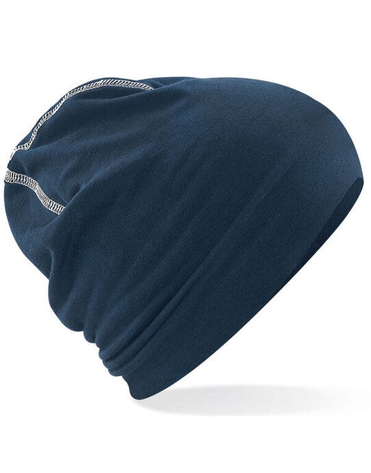Beechfield B366 Hemsedal Cotton Beanie - French Navy/White