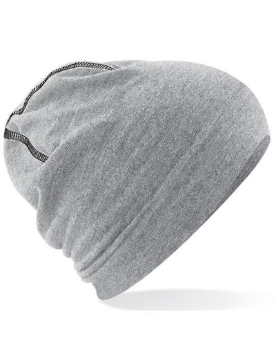 Beechfield B366 Hemsedal Cotton Beanie - Heather Grey/Black