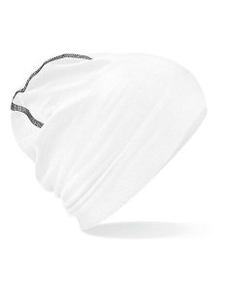 Beechfield B366 Hemsedal Cotton Beanie - White/Black