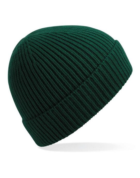 Beechfield B380 Engineered Knit Ribbed Beanie - Bottle Green