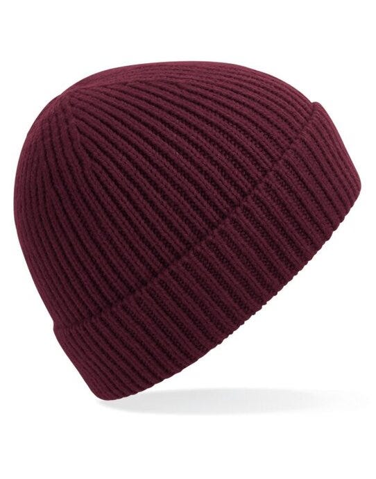 Beechfield B380 Engineered Knit Ribbed Beanie - Burgundy