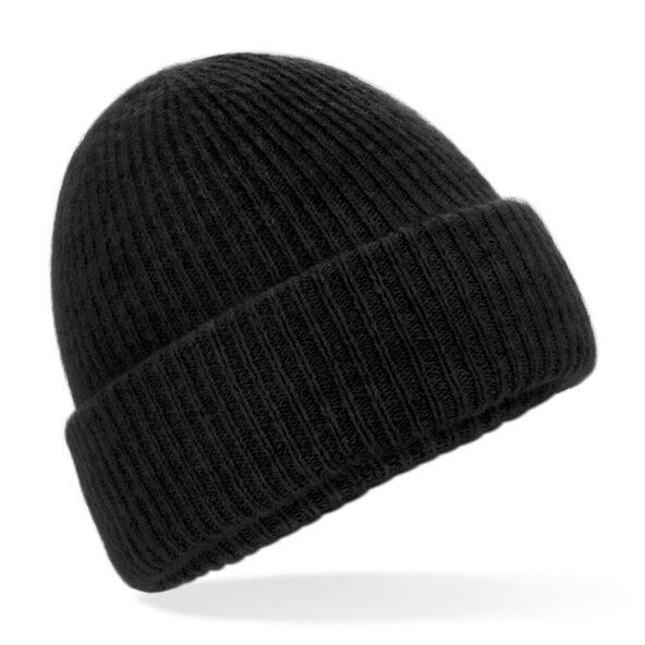 Beechfield B386 Cosy Ribbed Beanie - Black Marl