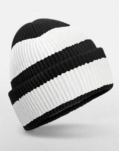 Beechfield B391R Colour Block Beanie - Black/Soft White