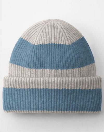 Beechfield B391R Colour Block Beanie - Natural Stone/Dusty Blue