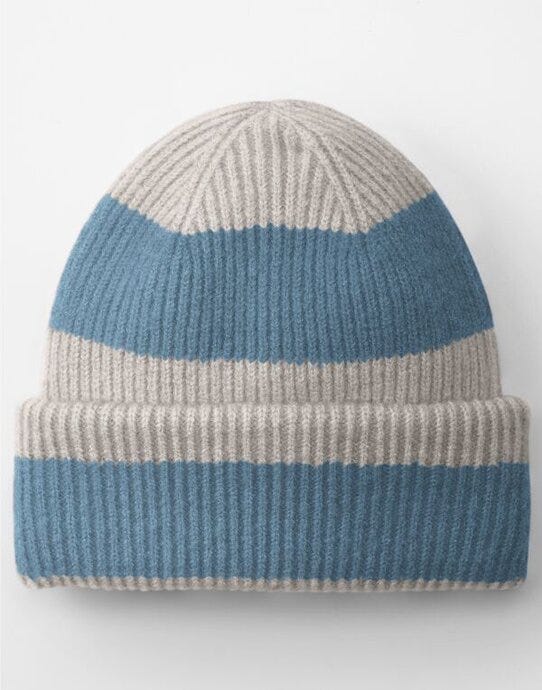Beechfield B391R Colour Block Beanie - Natural Stone/Dusty Blue