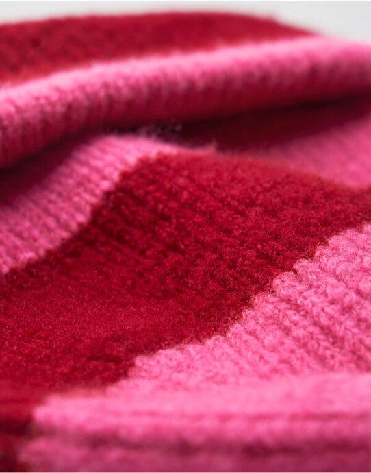 Beechfield B391R Colour Block Beanie - True Pink/Classic Red
