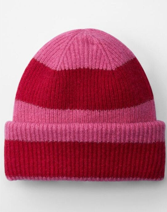 Beechfield B391R Colour Block Beanie - True Pink/Classic Red