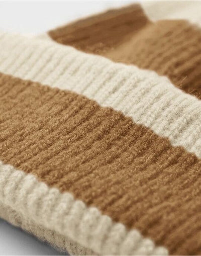 Beechfield B391R Colour Block Beanie - Vanilla/Biscuit