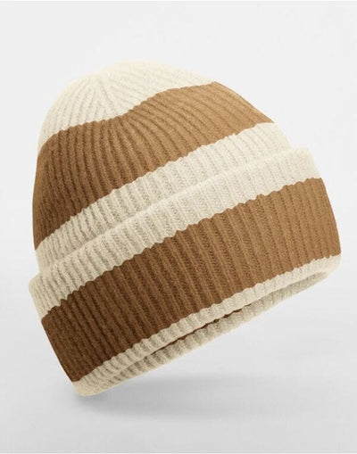 Beechfield B391R Colour Block Beanie - Vanilla/Biscuit
