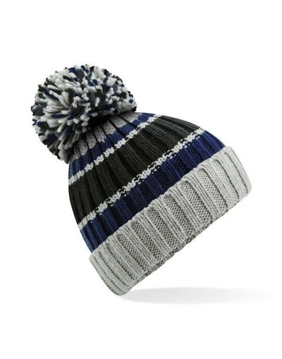 Beechfield B392 Hygge Striped Beanie - Blue Steel
