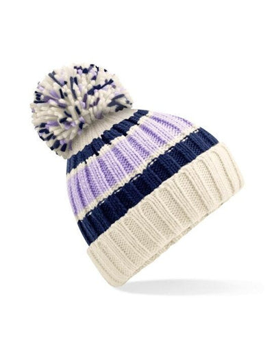 Beechfield B392 Hygge Striped Beanie - Blueberry Cheescake