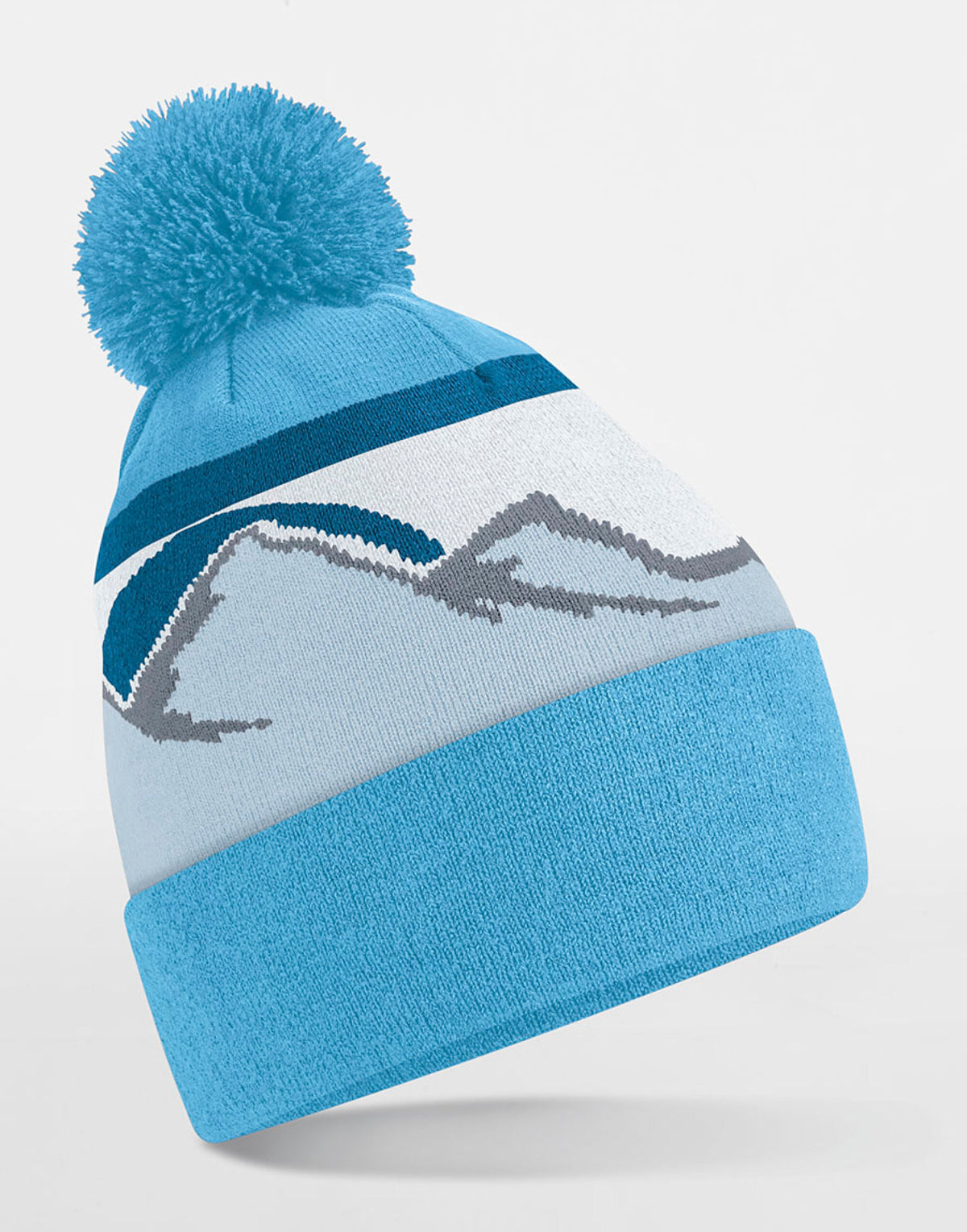 Beechfield B395R Mountain Peaks Pom Pom Beanie - Glacier Peaks