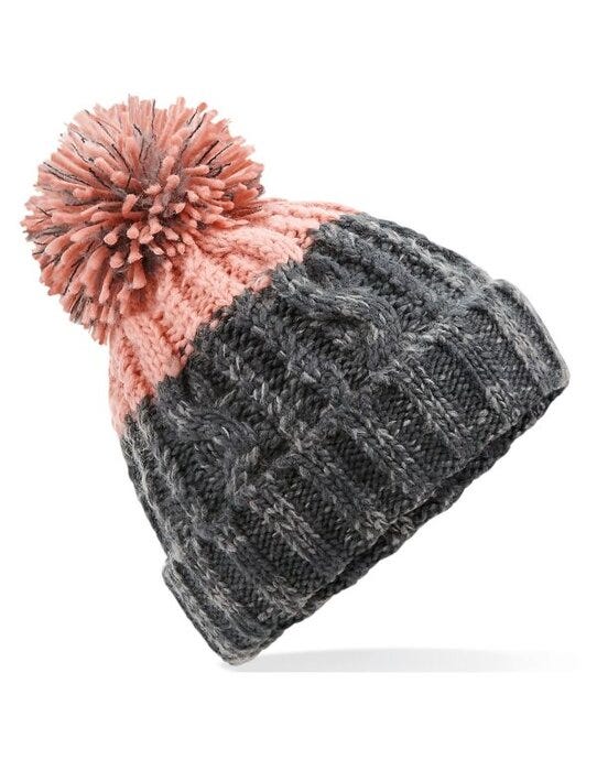 Beechfield B437 Apres Beanie - Graphite Grey/ Blush