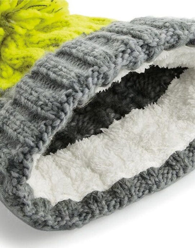 Beechfield B437 Apres Beanie - Light Grey/ Citron
