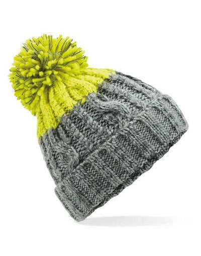Beechfield B437 Apres Beanie - Light Grey/ Citron