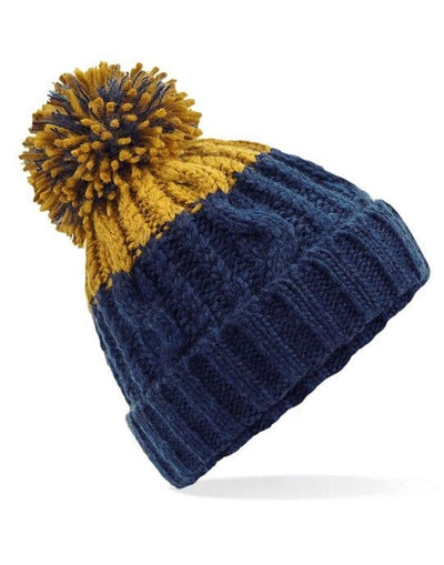 Beechfield B437 Apres Beanie - Oxford Navy/ Mustard