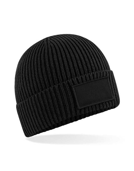 Beechfield B442R Fashion Patch Beanie - Black
