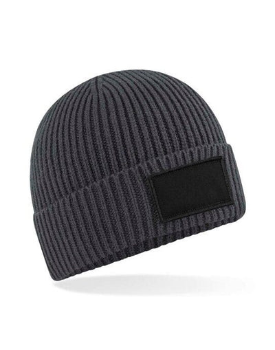 Beechfield B442R Fashion Patch Beanie - Graphite Grey/Black