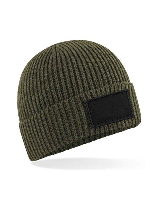 Beechfield B442R Fashion Patch Beanie - Military Green/ Black