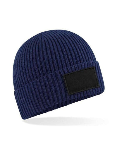 Beechfield B442R Fashion Patch Beanie - Oxford Navy/ Black