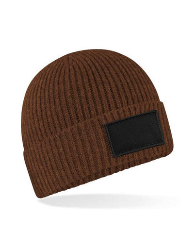 Beechfield B442R Fashion Patch Beanie - Walnut/Black