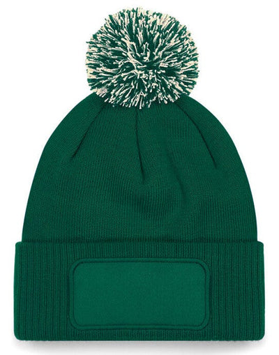 Beechfield B443 Snowstar® Patch Beanie - Bottle Green/Off White