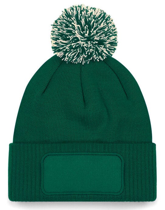 Beechfield B443 Snowstar® Patch Beanie - Bottle Green/Off White