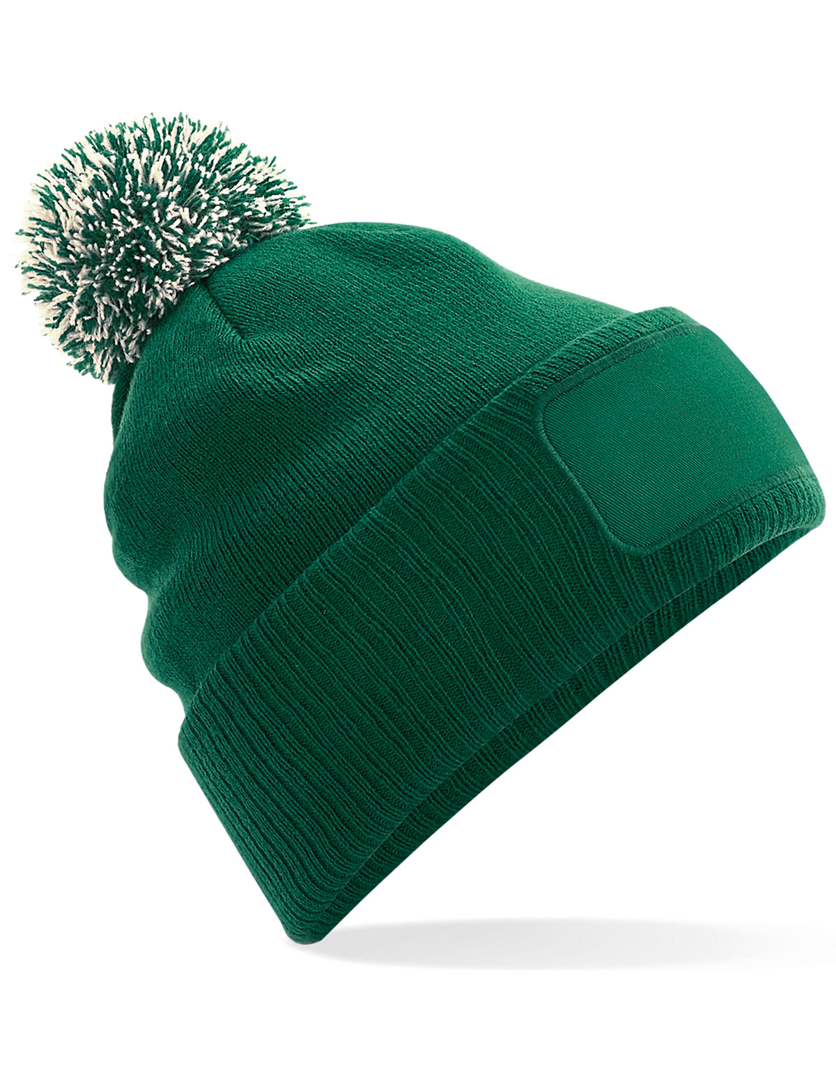 Beechfield B443 Snowstar® Patch Beanie - Bottle Green/Off White
