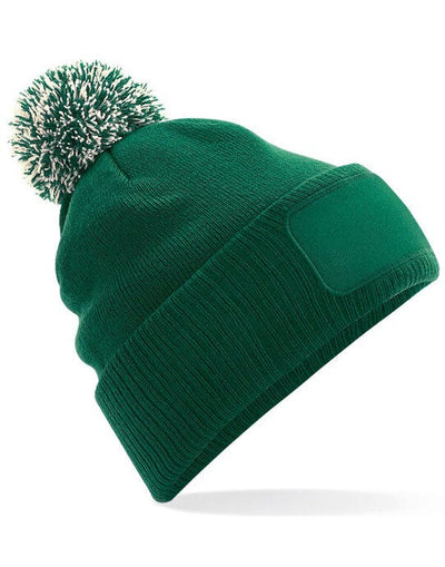 Beechfield B443 Snowstar® Patch Beanie - Bottle Green/Off White