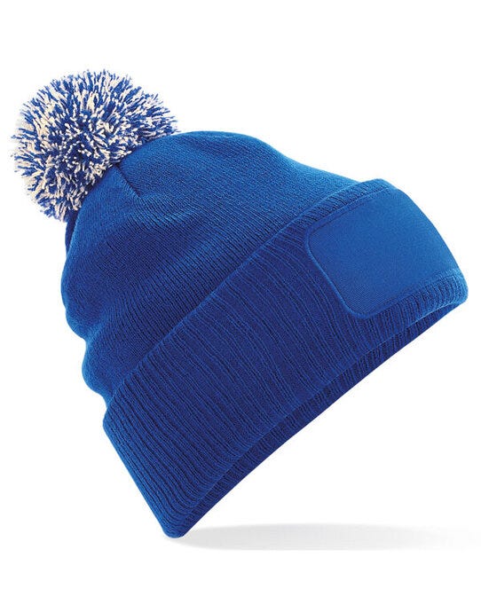 Beechfield B443 Snowstar® Patch Beanie - Bright Royal/off White