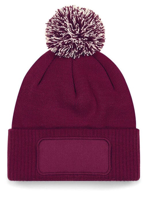 Beechfield B443 Snowstar® Patch Beanie - Burgundy/Off White